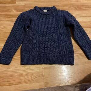 Navy Blue Cable Knit Turtleneck Sweater
